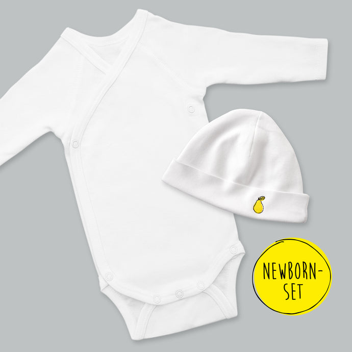 Newborn Set - wrap bodysuit and baby hat