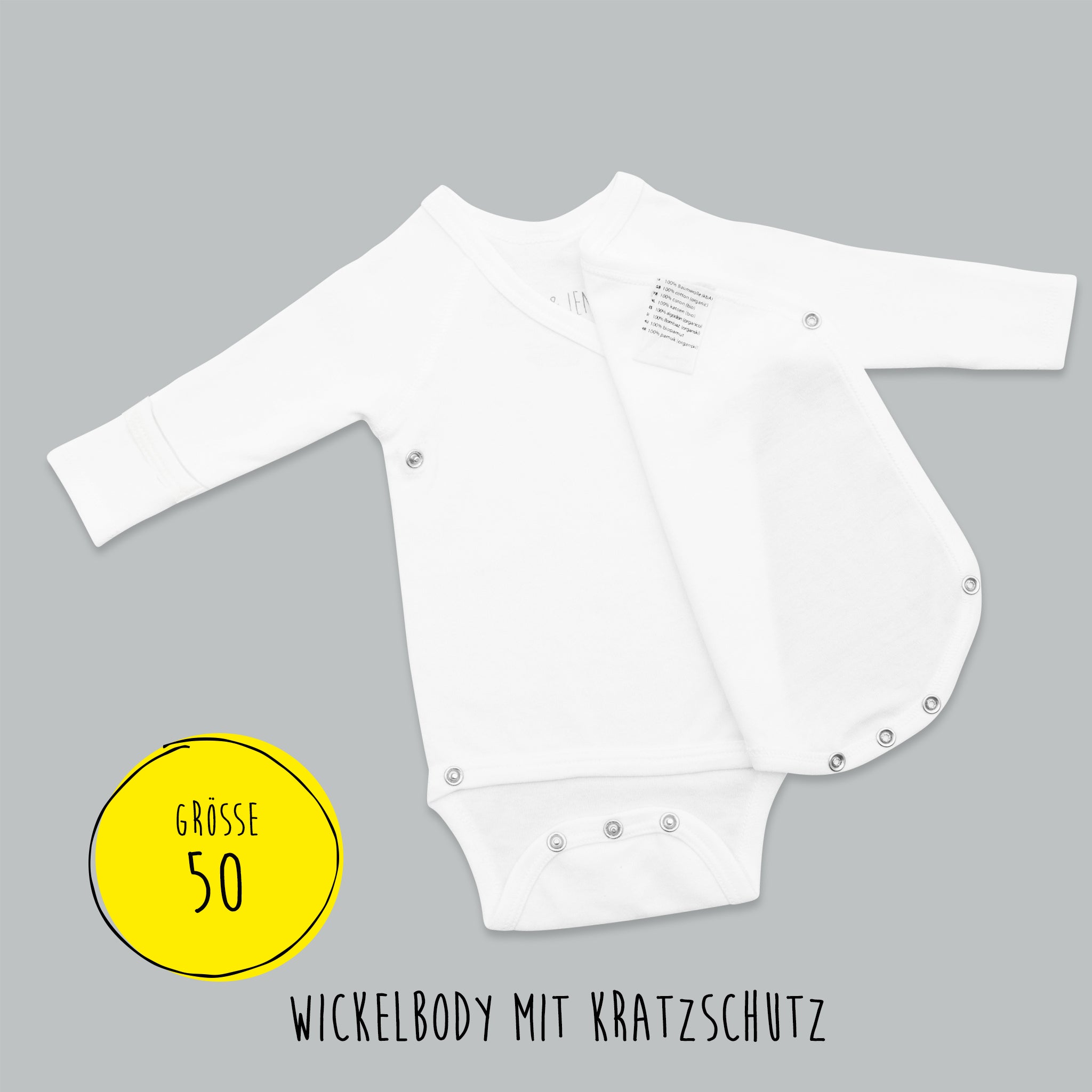 Organic wrap bodysuit 50 - long sleeve body with scratch protection - set
